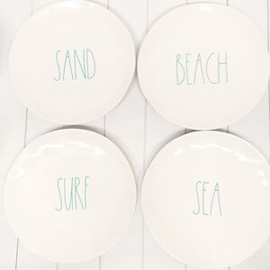 Rae Dunn White Melamine Plate Set Sea Sand Beach Surf
